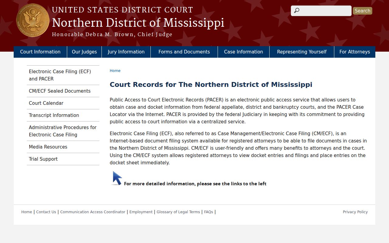 DeSoto County case search reference to Northern District of Mississippi case information
