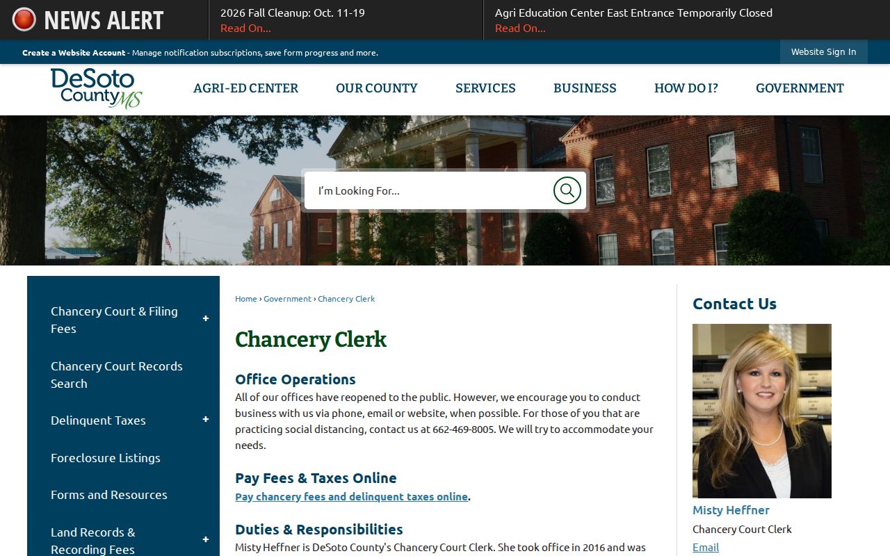 DeSoto County court docket Chancery Clerk records access
