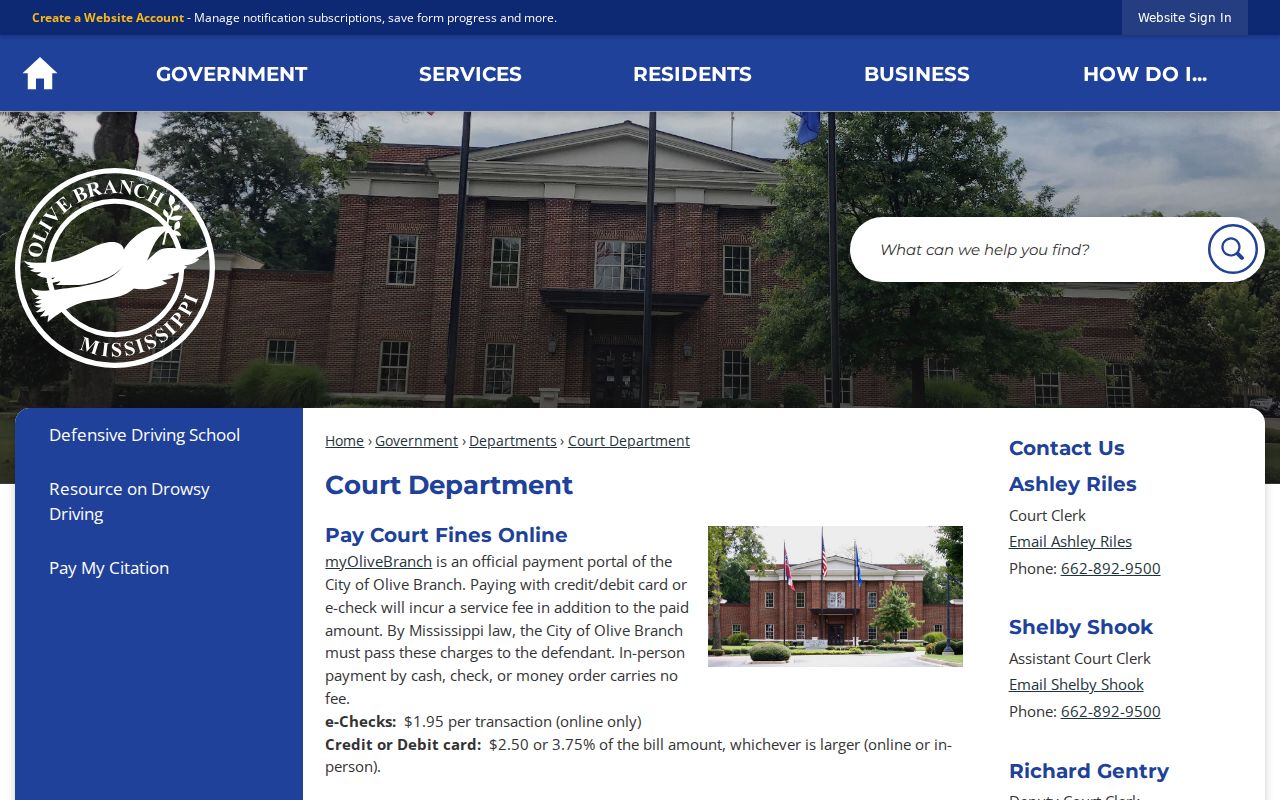 Olive Branch court docket Court Department information