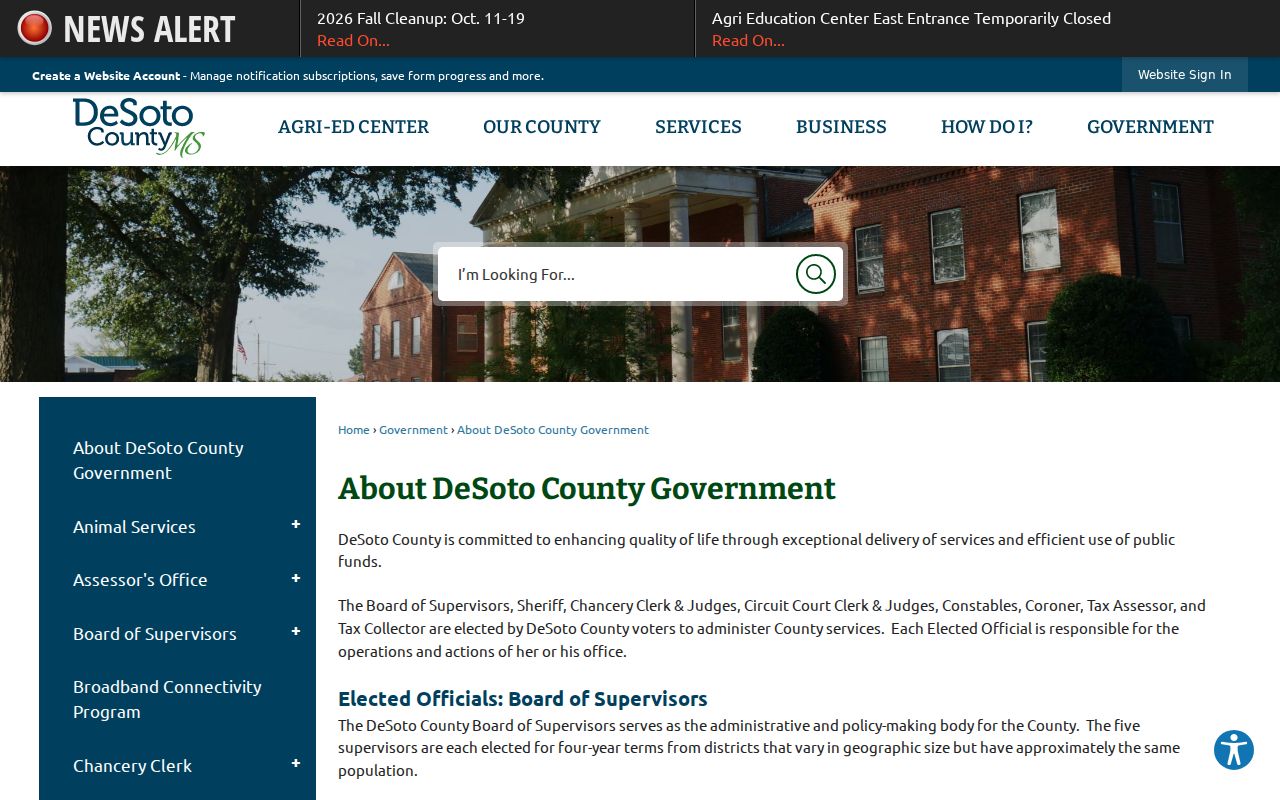 DeSoto County traffic court records reference to county government